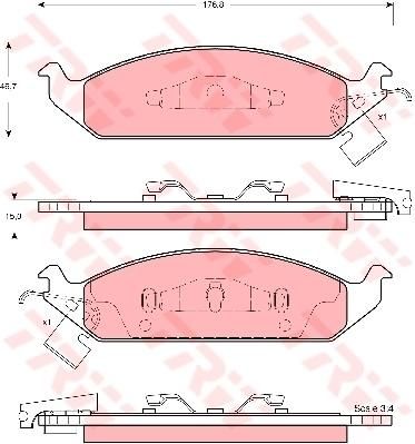 TRW GDB4016 Колодки тормозные CHRYSLER CIRRUS 94-00/DODGE STRATUS 95- передние (5016228AA)