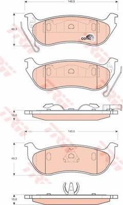 TRW GDB4139 Колодки тормозные зад. JEEP Cherokee(KJ)/Wrangler II(TJ) 2,4-4,0L 01-> (05179242AA)