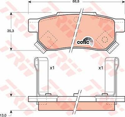 TRW GDB499 Колодки задние HONDA Civic 95-01/ROVER 200/400/45 (43022SR3020)