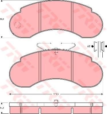 TRW GDB950 Колодки диск. передние MB W631 MB100 88-96 145.5X59.2X14mm 6314200020 (571521)