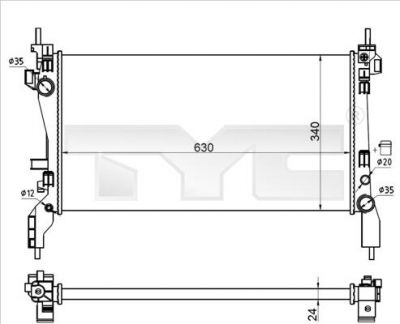 TYC 709-0021-R радиатор, охлаждение двигателя на PEUGEOT BIPPER Tepee
