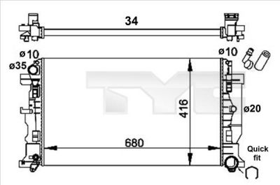 TYC 721-0014-R радиатор, охлаждение двигателя на VW CRAFTER 30-50 фургон (2E_)