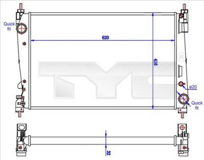 TYC 725-0042-R радиатор, охлаждение двигателя на FIAT GRANDE PUNTO (199)