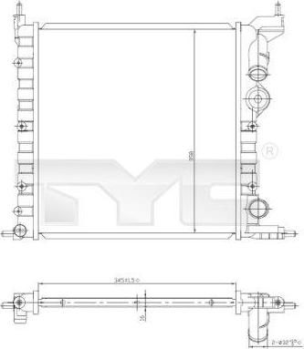 TYC 728-0030 радиатор, охлаждение двигателя на RENAULT CLIO I (B/C57_, 5/357_)