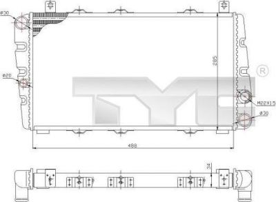 TYC 732-0001 радиатор, охлаждение двигателя на SKODA FAVORIT Forman (785)