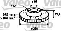 Valeo 186198 тормозной диск на PEUGEOT 405 II Break (4E)