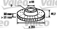 VALEO Диск тормозной пер.вент. AUDI A4,A8/ VW Passat (8E0615301B, 186582)