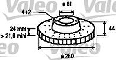 VALEO Диск торм.пер.вент. RENAULT D280 Clio, Kangoo, Megane, Scenic 01-> 7701206118, (7701207829, 186655)