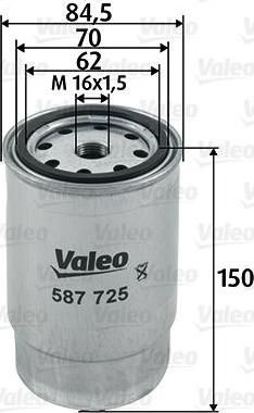 Valeo 587725 топливный фильтр на HYUNDAI i10 (PA)