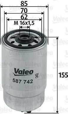 Valeo 587742 топливный фильтр на FIAT TIPO (160)