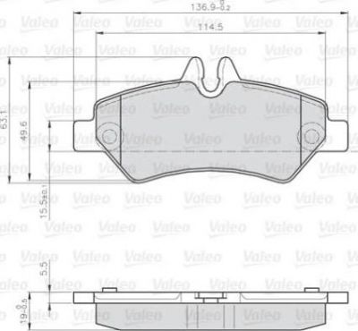 VALEO VL872190_колодки дисковые задние ! MB Sprinter 209CDi-324CDi, VW Crafter 2.5TDi 06> (872190)