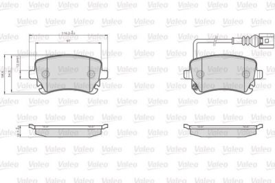 Valeo 873326 комплект тормозных колодок, дисковый тормоз на VW MULTIVAN V (7HM, 7HN, 7HF, 7EF, 7EM, 7EN)