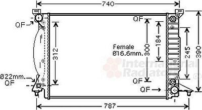 Van Wezel 03002244 радиатор, охлаждение двигателя на AUDI A4 кабрио (8H7, B6, 8HE, B7)