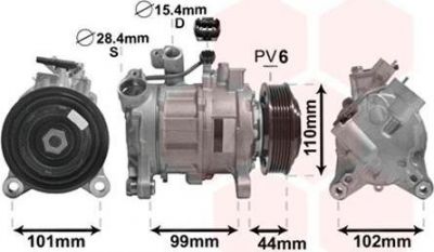 Van Wezel 0600K498 компрессор, кондиционер на 3 (F30, F35, F80)