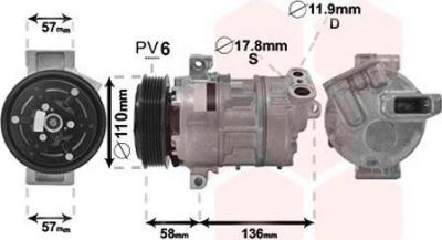 Van Wezel 1700K446 компрессор, кондиционер на FIAT BRAVO II (198)