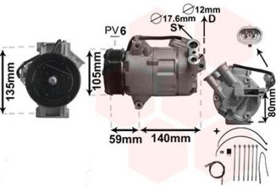 Van Wezel 3700K437 компрессор, кондиционер на OPEL ASTRA H GTC (L08)