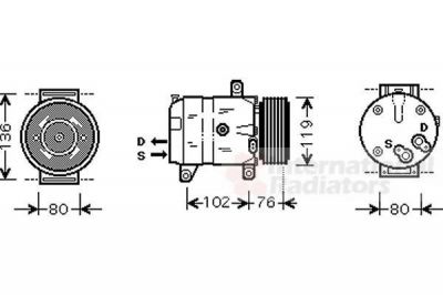 Van Wezel 4300K069 компрессор, кондиционер на OPEL VIVARO c бортовой платформой/ходовая часть (E7)