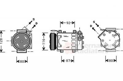 Van Wezel 4300K079 компрессор, кондиционер на RENAULT CLIO II (BB0/1/2_, CB0/1/2_)