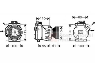 Van Wezel 4300K368 компрессор, кондиционер на RENAULT TRUCKS MASCOTT c бортовой платформой/ходовая часть