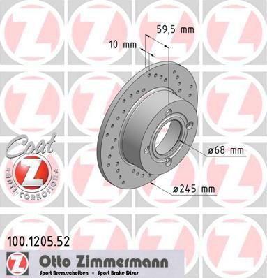 Zimmermann 100.1205.52 тормозной диск на AUDI 80 Avant (8C, B4)