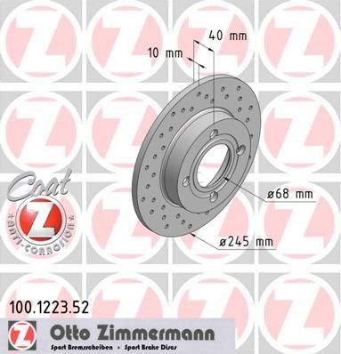 Zimmermann 100.1223.52 тормозной диск на AUDI 80 (81, 85, B2)