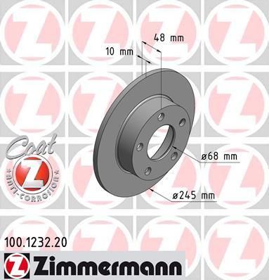 Zimmermann 100.1232.20 тормозной диск на VW PASSAT Variant (3B6)