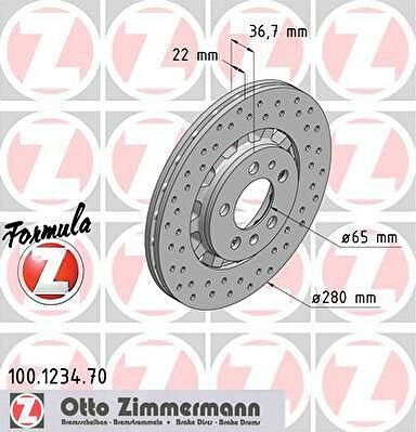Zimmermann 100.1234.70 тормозной диск на SKODA OCTAVIA (1U2)