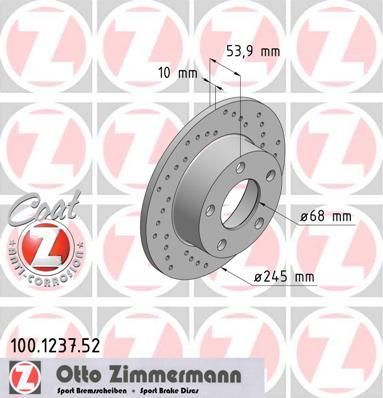 Zimmermann 100.1237.52 тормозной диск на AUDI A6 (4B2, C5)