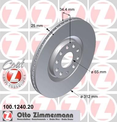 Zimmermann 100.1240.20 тормозной диск на VW GOLF IV (1J1)