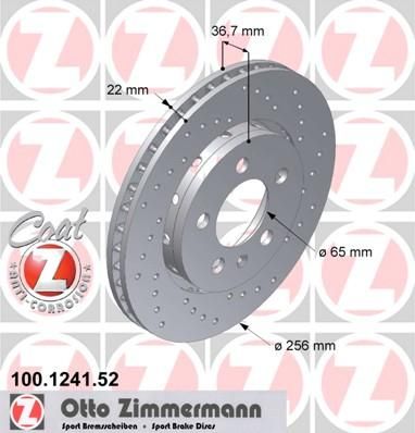 Zimmermann 100.1241.52 тормозной диск на VW GOLF IV (1J1)