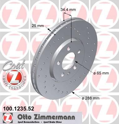 Zimmermann 100.1247.52 тормозной диск на SKODA OCTAVIA (1U2)