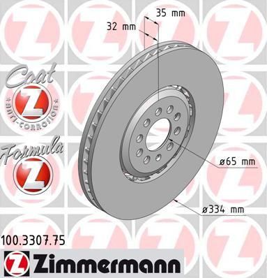 Zimmermann 100.3307.75 тормозной диск на VW GOLF IV (1J1)