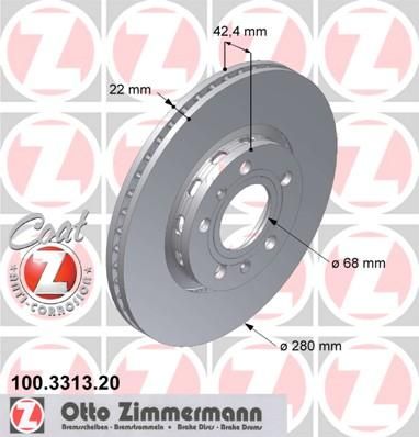 Zimmermann 100.3313.20 тормозной диск на VW PHAETON (3D_)