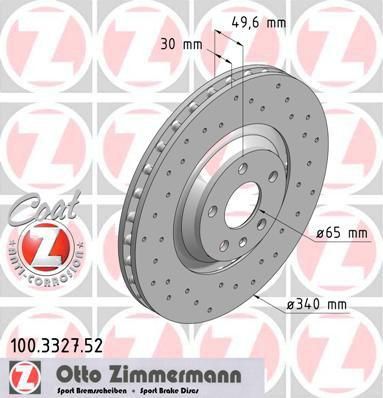 Zimmermann 100.3327.52 тормозной диск на AUDI TT (8J3)
