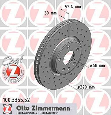 Zimmermann 100.3355.52 тормозной диск на AUDI A4 Avant (8K5, B8)