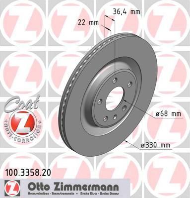 Zimmermann 100.3358.20 тормозной диск на AUDI A4 Avant (8K5, B8)