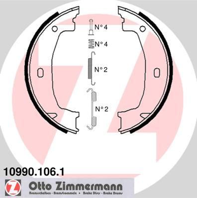 Zimmermann 10990.106.1 комплект тормозных колодок, стояночная тормозная с на 1 (F21)