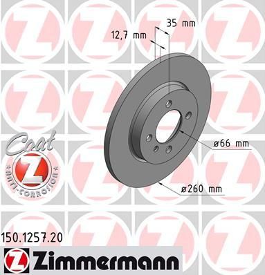 Zimmermann 150.1257.20 тормозной диск на 3 (E30)