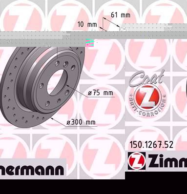 Zimmermann 150.1267.52 тормозной диск на 5 Touring (E34)