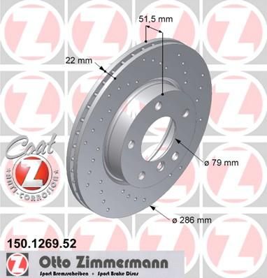 ZIMMERMANN ДИСК ТОРМ E36 320-328I ПЕР SPORT (150.1269.52)