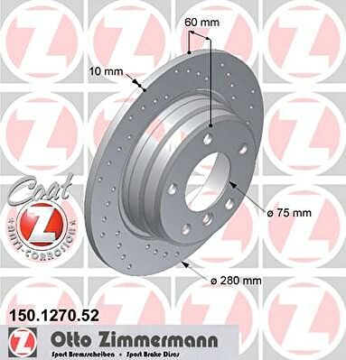 Zimmermann 150.1270.52 тормозной диск на 3 купе (E46)