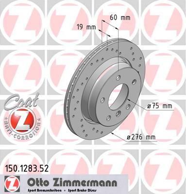 ZIMMERMANN ДИСК ТОРМ 3 E36/E46 328I CI R SPORT R 98/05->> (150.1283.52)