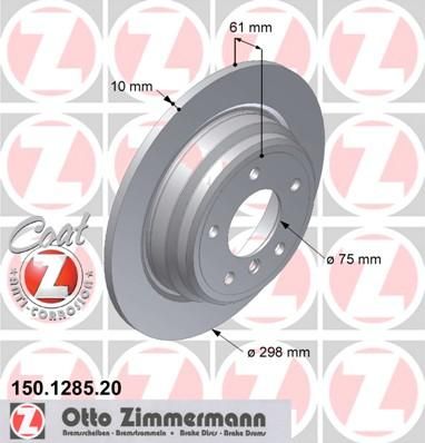 ZIMMERMANN ТОРМОЗНОЙ ДИСК COAT Z E39 520I - 530D. R. 298*10 (150128520)