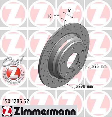 Zimmermann 150.1285.52 тормозной диск на 5 (E39)