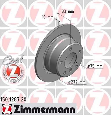 Zimmermann 150.1287.20 тормозной диск на Z3 (E36)