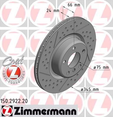 Zimmermann 150.2922.20 тормозной диск на 1 (F20)
