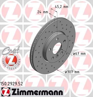 Zimmermann 150.2929.52 тормозной диск на MINI MINI CLUBMAN (F54)