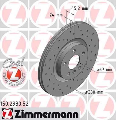Zimmermann 150.2930.52 тормозной диск на X1 (F48)