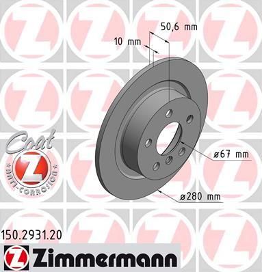 Zimmermann 150.2931.20 тормозной диск на 2 Active Tourer (F45)