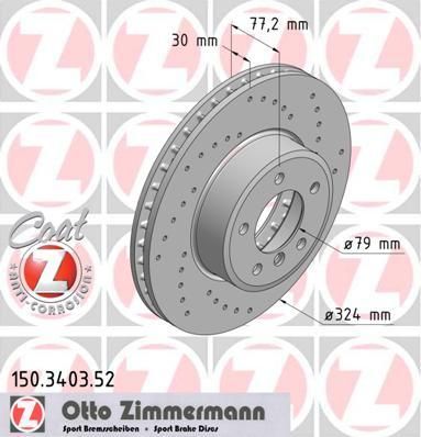 ZIMMERMANN ДИСК ТОРМ 5 E60/E61 6 E63/E64 SPORT F 03/07->> (150340352)